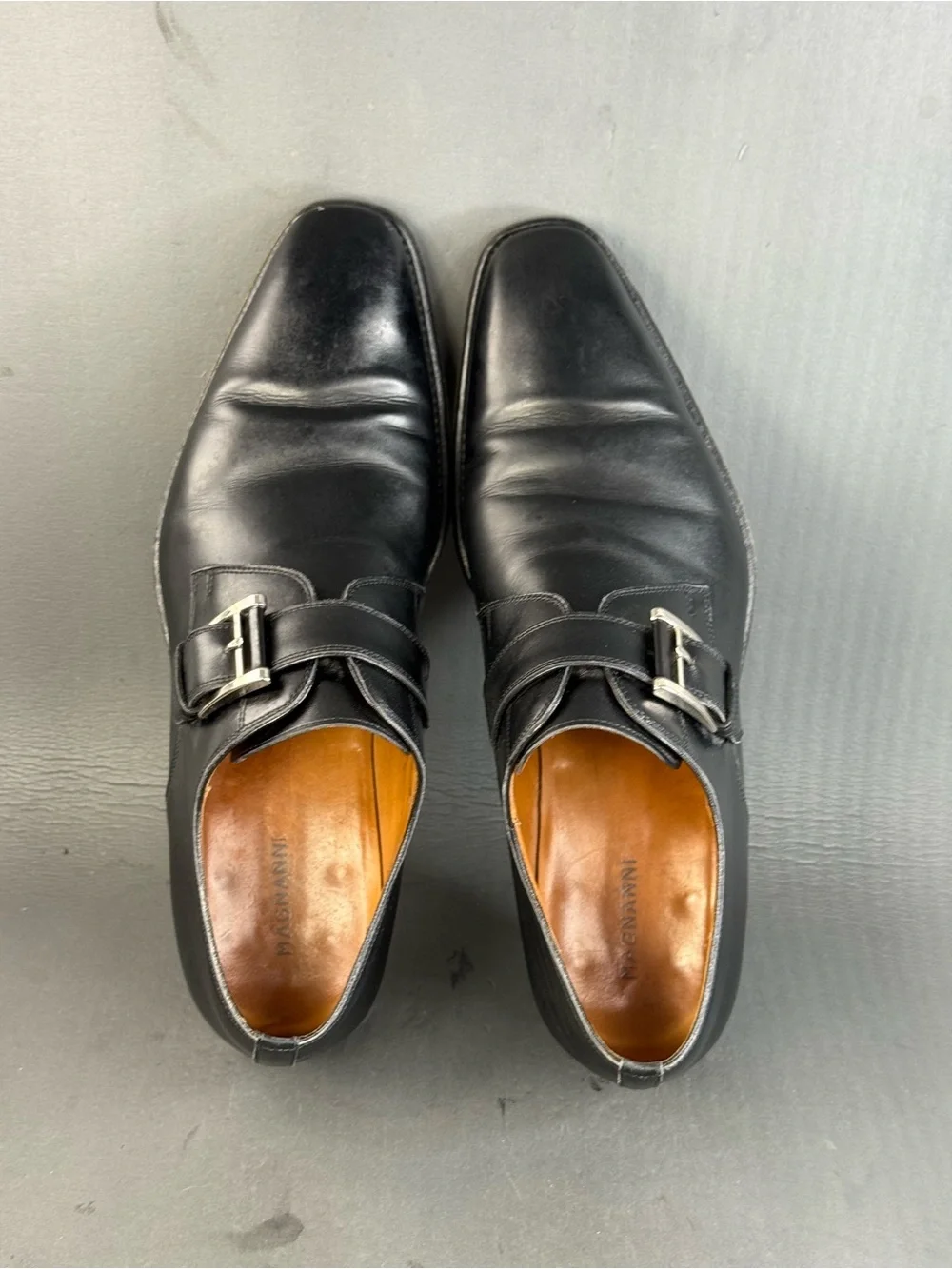 Magnanni Marco black single monk strap Oxford leather shoes men’s size  9.5